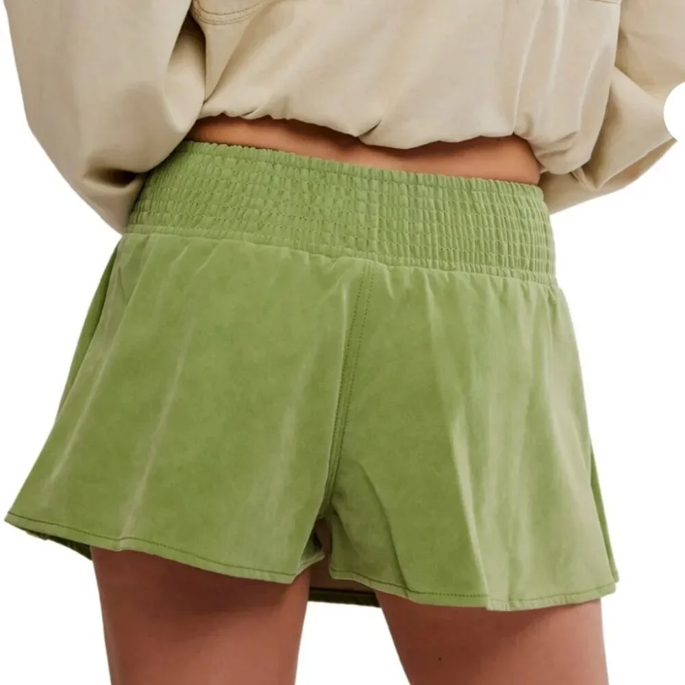 NWT Free People Paradise Found Mini Suede Skort in Going Green